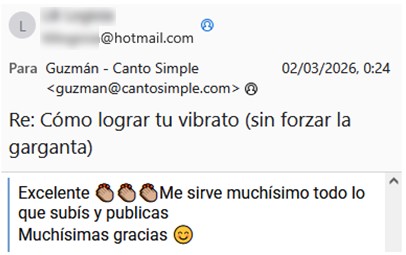Captura del mail original